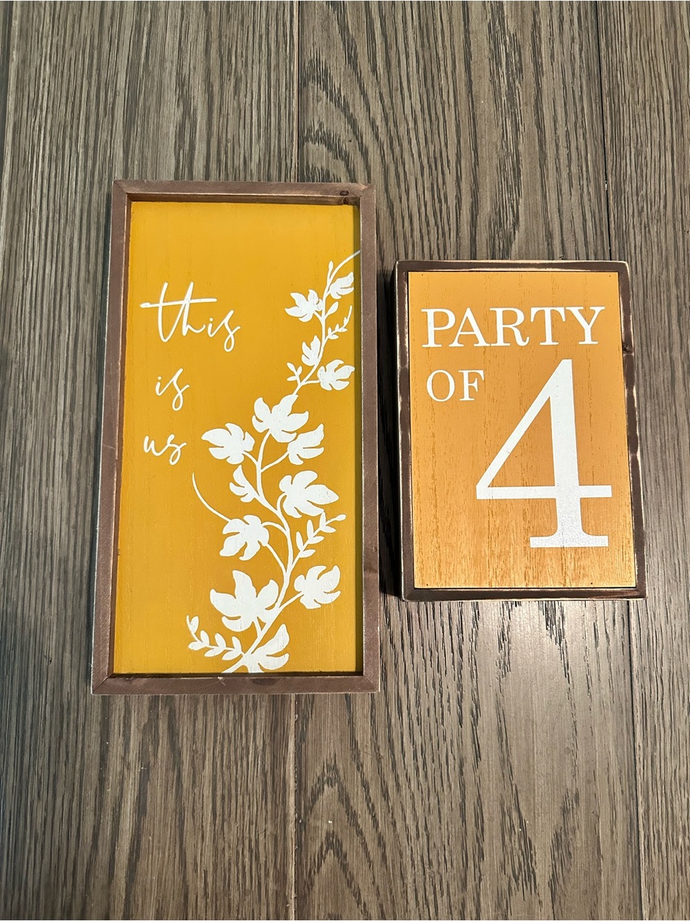 Hobby Lobby Mustard Yellow & White Decorative Wood Wall Signs - Family and Party